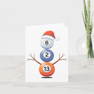Billiards Christmas Snowman With Pool Table  Card