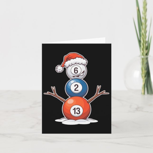 Billiards Christmas Snowman With Pool Table  Card (Front)