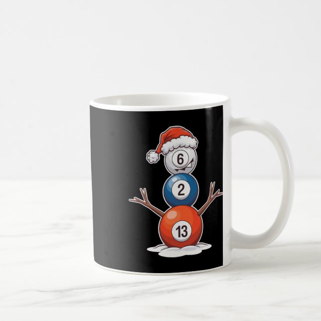 Billiards Christmas Snowman With Pool Table  Coffee Mug (Right)