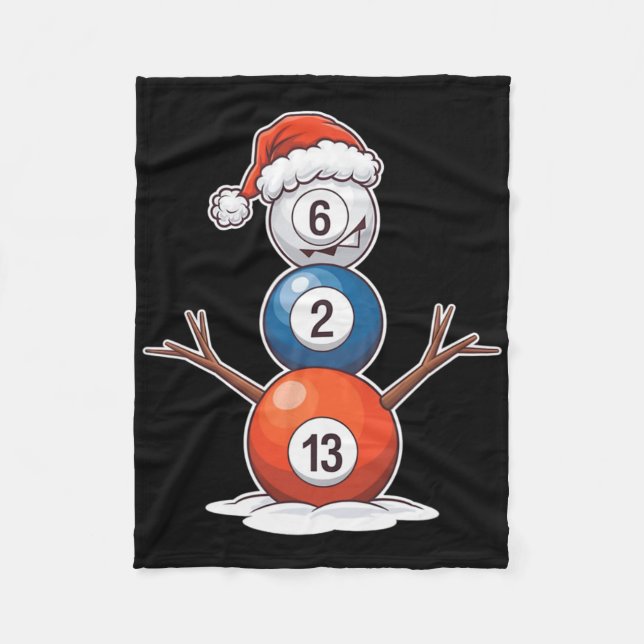 Billiards Christmas Snowman With Pool Table  Fleece Blanket (Front)