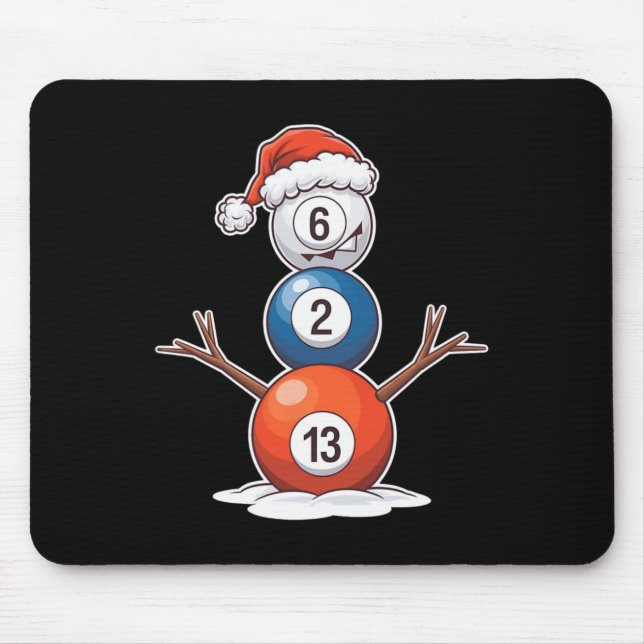 Billiards Christmas Snowman With Pool Table  Mouse Pad (Front)