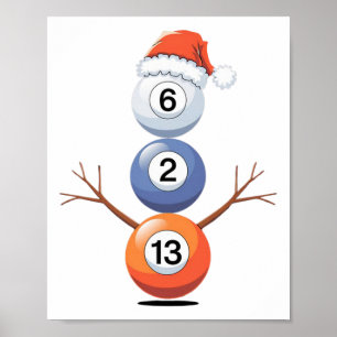 Billiards Christmas Snowman With Pool Table  Poster