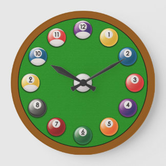Billiards Clock - Solids and Stripes