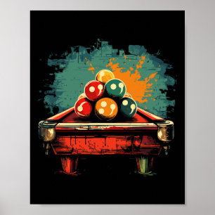 Billiards Comic Style Indoor Sports Poster