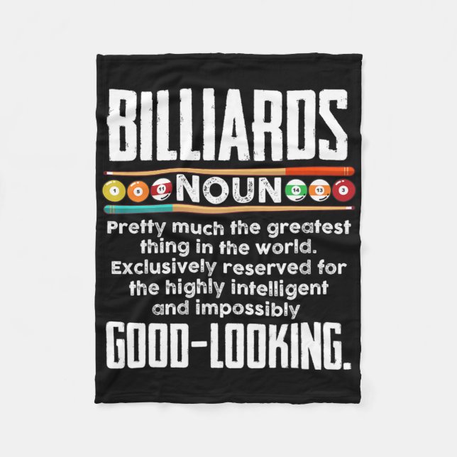 Billiards Definition - Funny Billiard 8 Ball Pool  Fleece Blanket (Front)