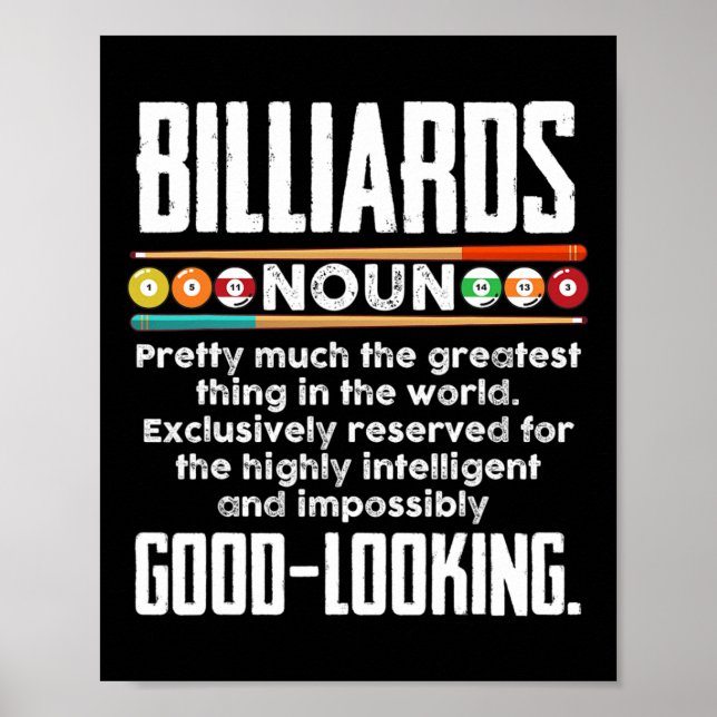 Billiards Definition - Funny Billiard 8 Ball Pool  Poster (Front)