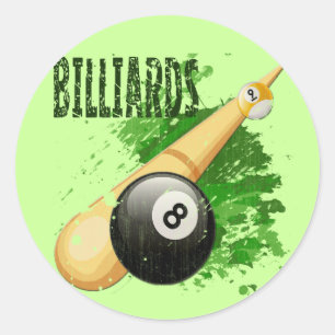 BILLIARDS - DISTRESSED AND AGED CLASSIC ROUND STICKER