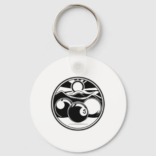Billiards Drawing Pool Player  Keychain