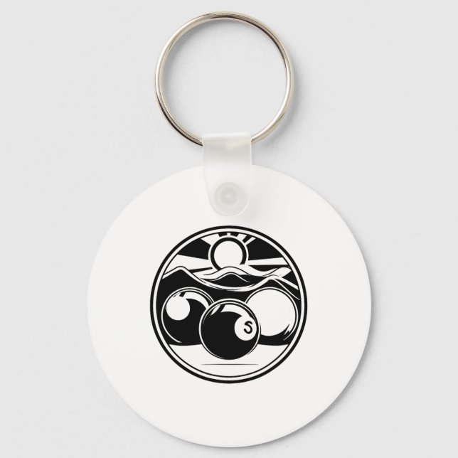 Billiards Drawing Pool Player  Keychain (Front)