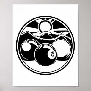 Billiards Drawing Pool Player Poster