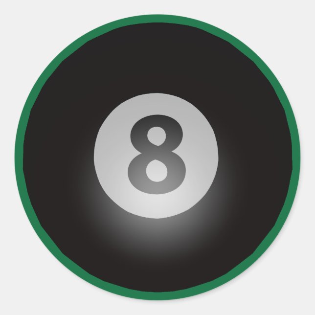 Billiards Eight Ball Classic Round Sticker (Front)