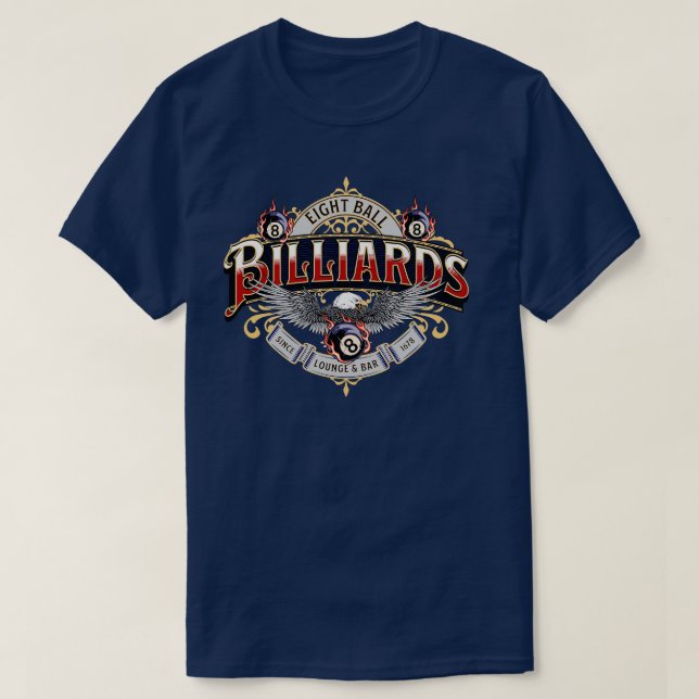 Billiards Eight Ball Game T-Shirt (Design Front)