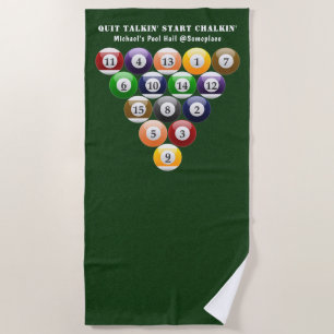 Billiards Eight-Ball Rack 8-Ball Pool Game Sporty Beach Towel