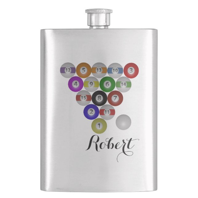 Billiards Eight Ball Rack Hip Flask (Front)