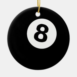 billiards eightball ceramic ornament