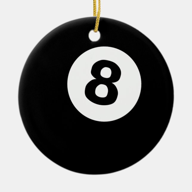 billiards eightball ceramic ornament (Front)