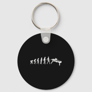 Billiards Evolution Of Human Snooker Pool Cue Stic Keychain