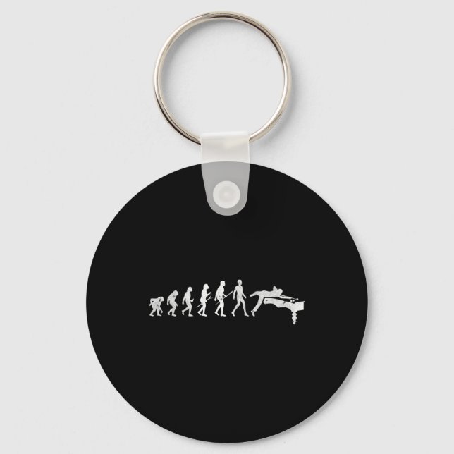 Billiards Evolution Of Human Snooker Pool Cue Stic Keychain (Front)