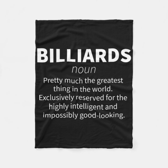 Billiards Funny Definition Pool Snooker Player Gif Fleece Blanket (Front)