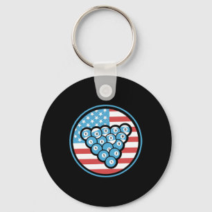 Billiards Gifts For Men &amp; Women American Flag  Keychain