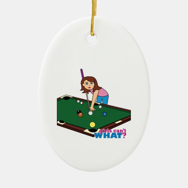 Billiards Girl Ceramic Ornament (Front)