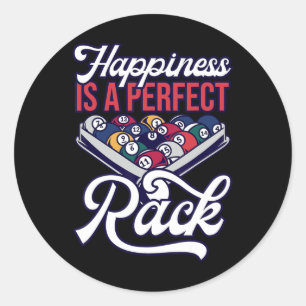 Billiards Happiness Perfect Rack Pool Classic Round Sticker