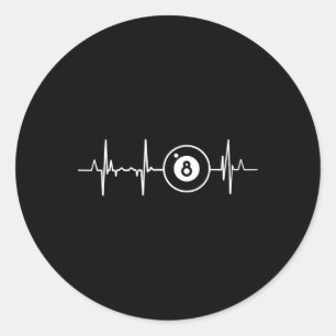 Billiards Heartbeat 8 Ball Heartline Pool Billard  Classic Round Sticker