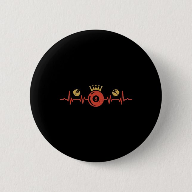 Billiards Heartbeat 8 Ball Pool Player Billiard Sh 2 Inch Round Button (Front)