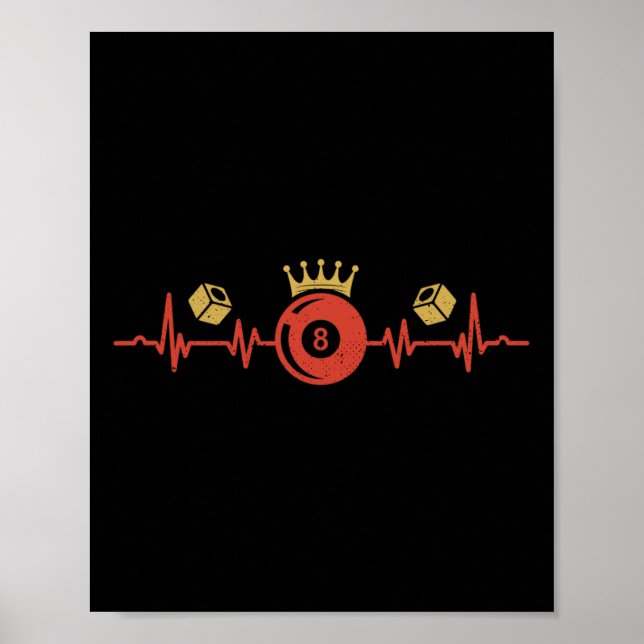 Billiards Heartbeat 8 Ball Pool Player Billiard Sh Poster (Front)