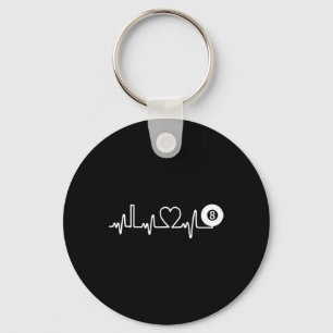 Billiards Heartbeat! I Love Billiards! Pool Player Keychain