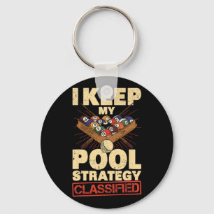 Billiards I Keep My Pool Strategy Clified Retro 8 Keychain