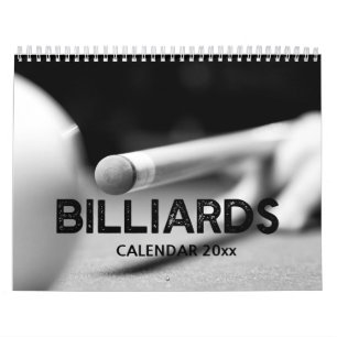 Billiards in Black & White Wall Calendar