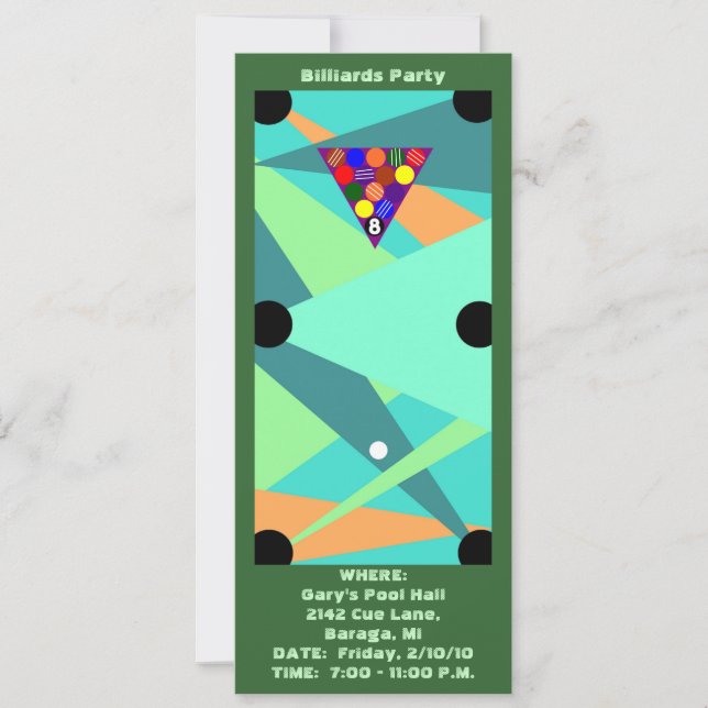 BILLIARDS ~ INVITATION À LA FÊTE DE POOL ~EZ POUR  (Devant)