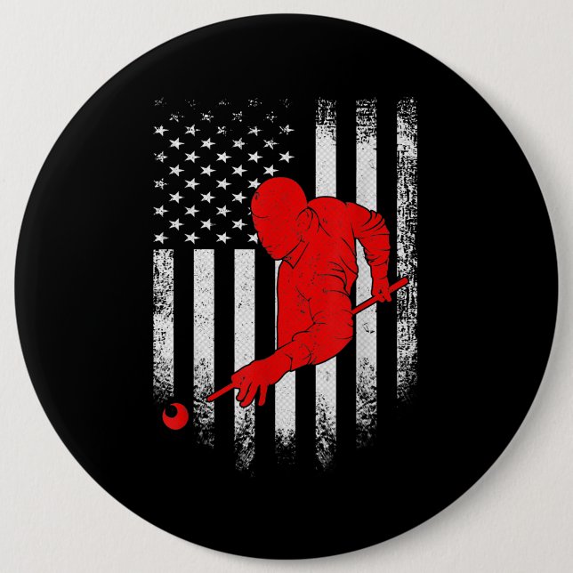 Billiards Lover | American Flag Billiards Gift 6 Inch Round Button (Front)