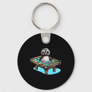 Billiards Penguin Hustler Pool Snooker Playing Poo Keychain