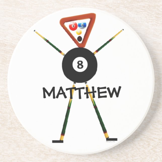 Billiards Player Cartoon Coaster (Front)