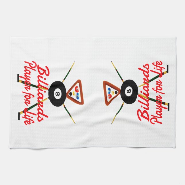 Billiards Player for Life Cartoon Kitchen Towel (Horizontal)