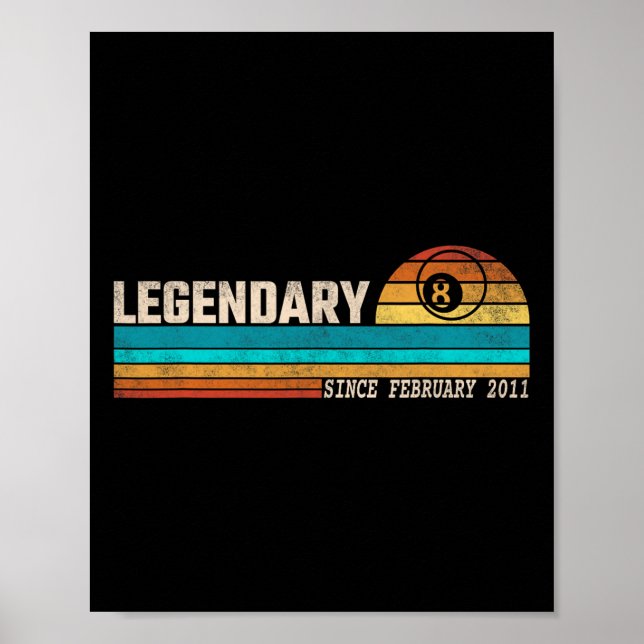 Billiards Player Legend Since February 2011 Birthd Poster (Front)