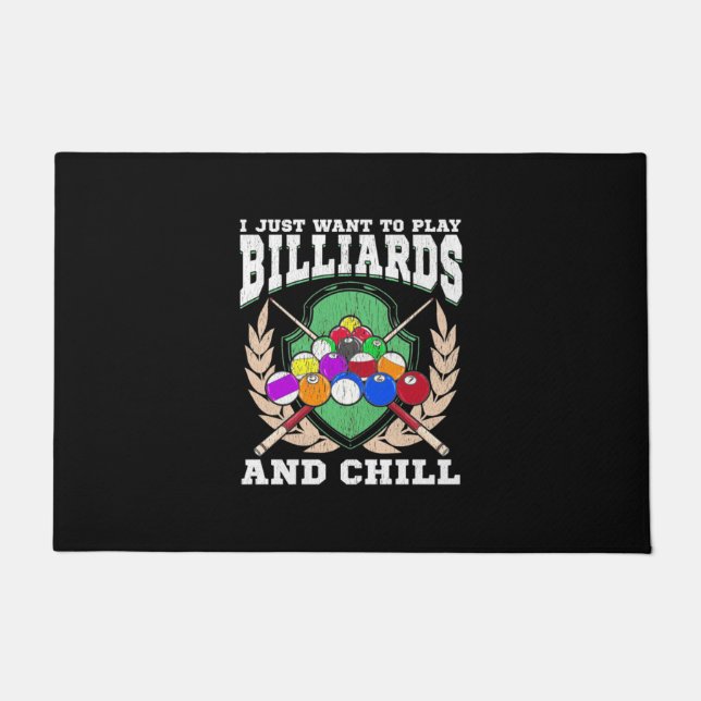 Billiards Player | Play Billiards And Chill Doormat (Front)