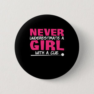 Billiards Player   Pool Billiards Girl With A Cue 2 Inch Round Button