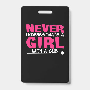 Billiards Player Pool Billiards Girl With A Cue Badge