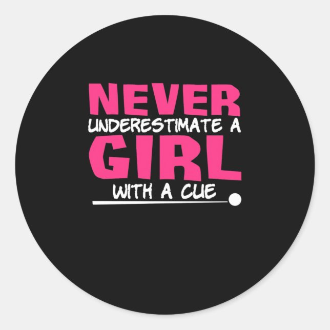 Billiards Player | Pool Billiards Girl With A Cue Classic Round Sticker (Front)