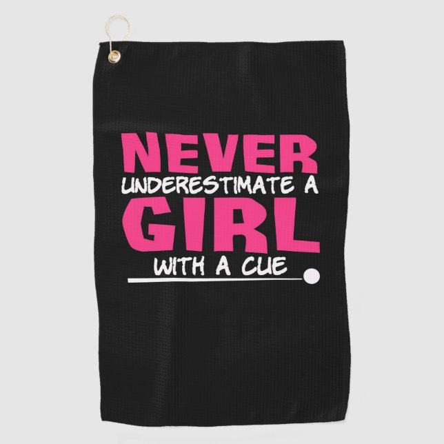 Billiards Player | Pool Billiards Girl With A Cue Golf Towel (Front)