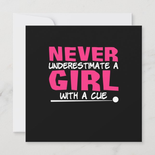 Billiards Player | Pool Billiards Girl With A Cue Invitation (Front)
