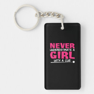 Billiards Player Pool Billiards Girl With A Cue Keychain