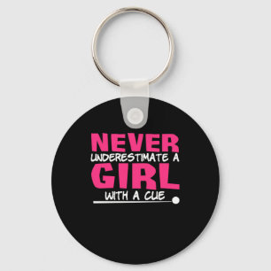 Billiards Player Pool Billiards Girl With A Cue Keychain