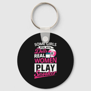 Billiards Player Real Women Play Snooker Keychain