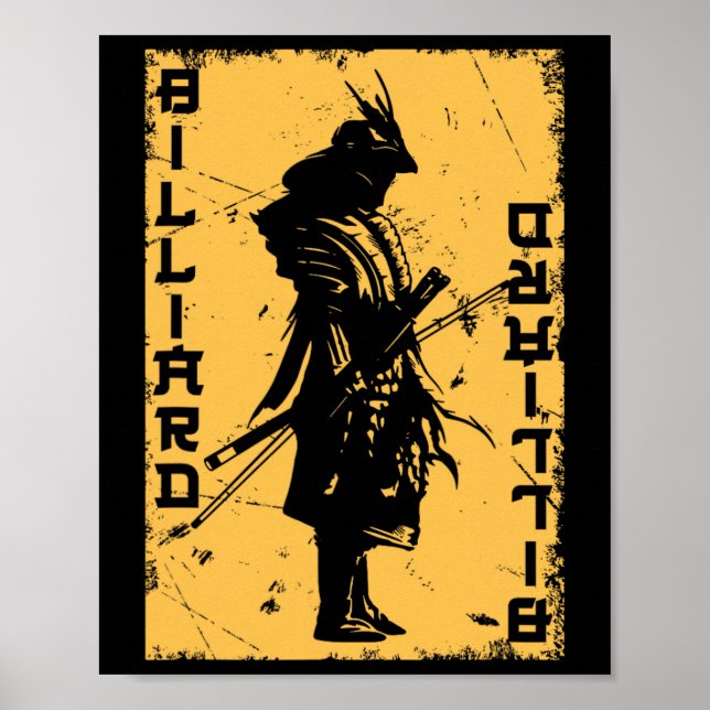 Billiards Player Samurai Japan Warrior Snooker Poo Poster (Front)