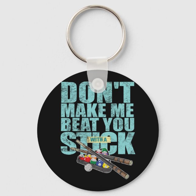 Billiards Player Shoot Pool Snooker Cue  Keychain (Front)