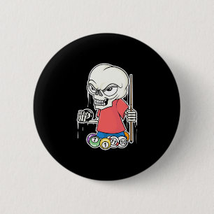 Billiards Player Skull Billiard Player 2 Inch Round Button